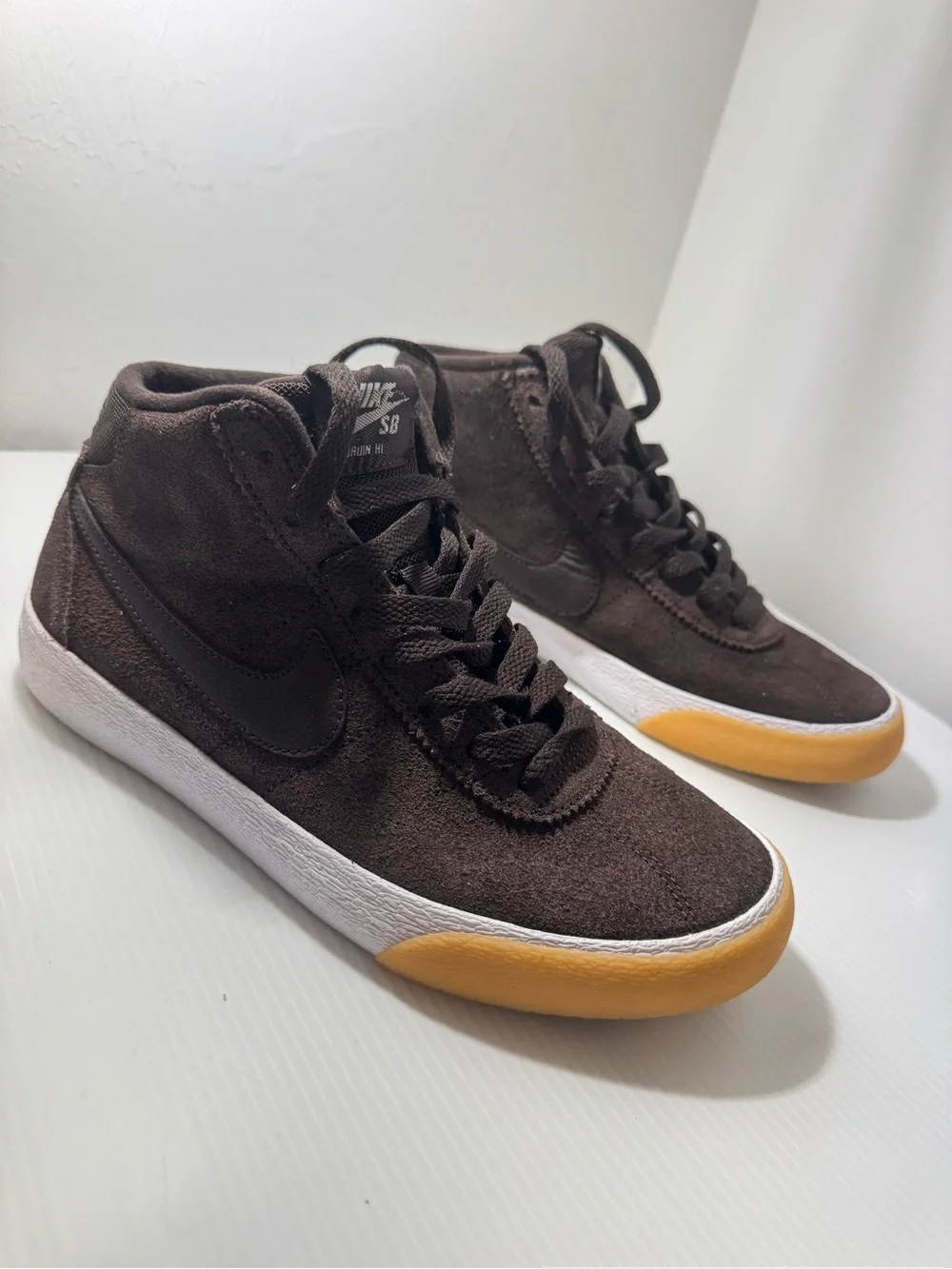 Nike Kids' Mid-Top Sneakers in Brown with Yellow Gum Sole